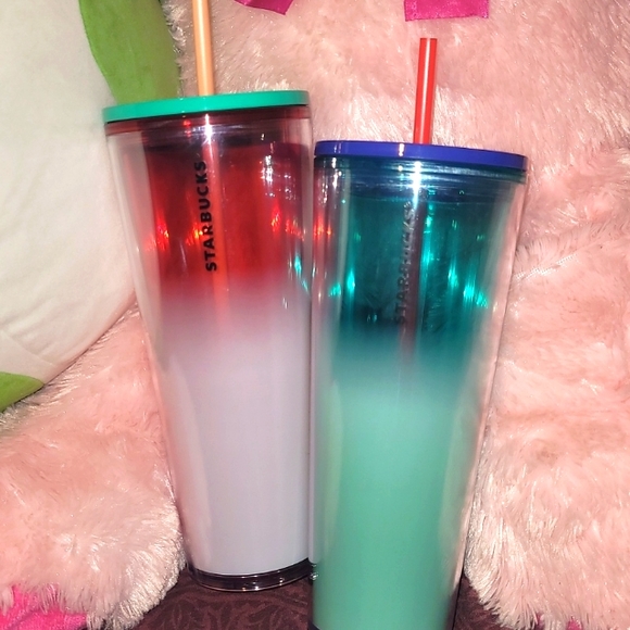 Strawberry & Watermelon starbucks tumbler set